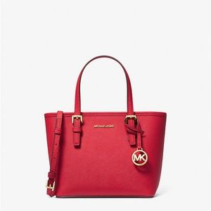 New Michael Kors Jet Set Travel Extra-Small Saffiano Leather Top-Zip Tote Bag